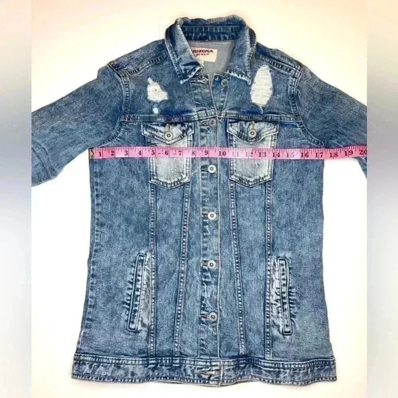 Arizona Jeans Womens Vintage Distressed Washed Blue Jean Jacket  Size Small - Picture 5 of 7